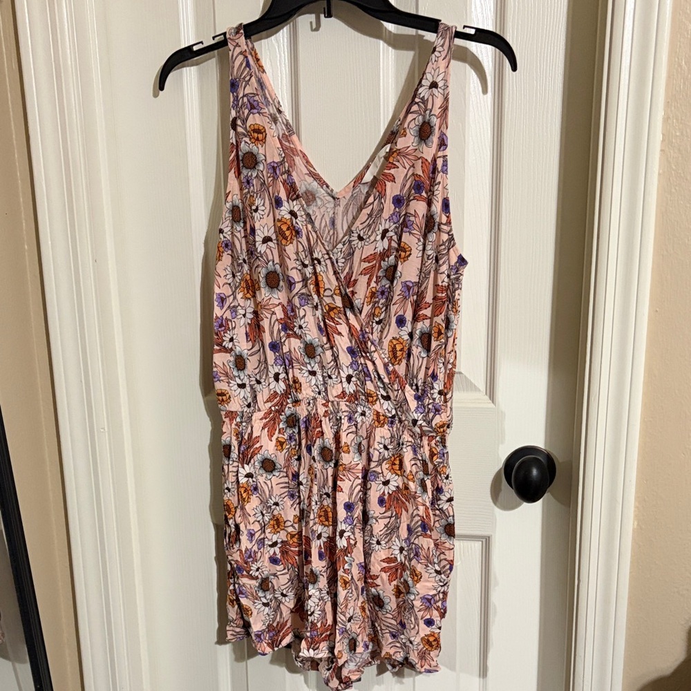 Floral Pink Sleeveless V-Neck Romper